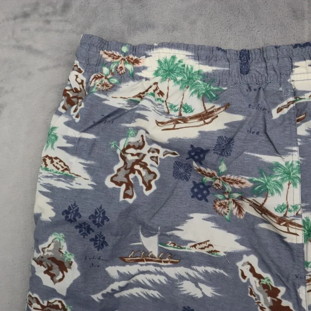 Dolphin Shorts Mens M Multicolor High Rise Tropical Hawaii Palm Trees Trunks